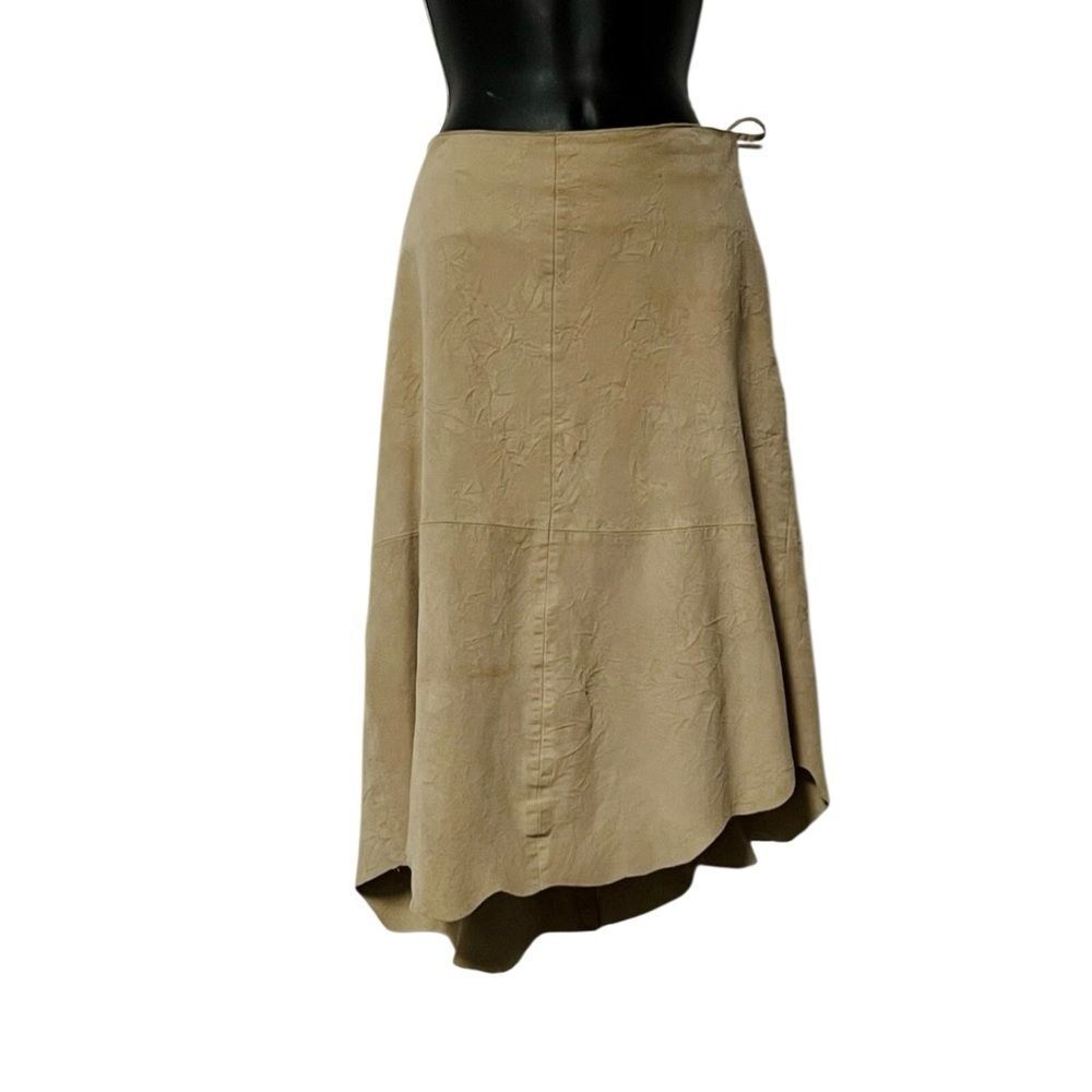 Suede Leather Skirt Pow Wow Buckskin Color Asymmetrical Natural Lined Tan 8 VTG